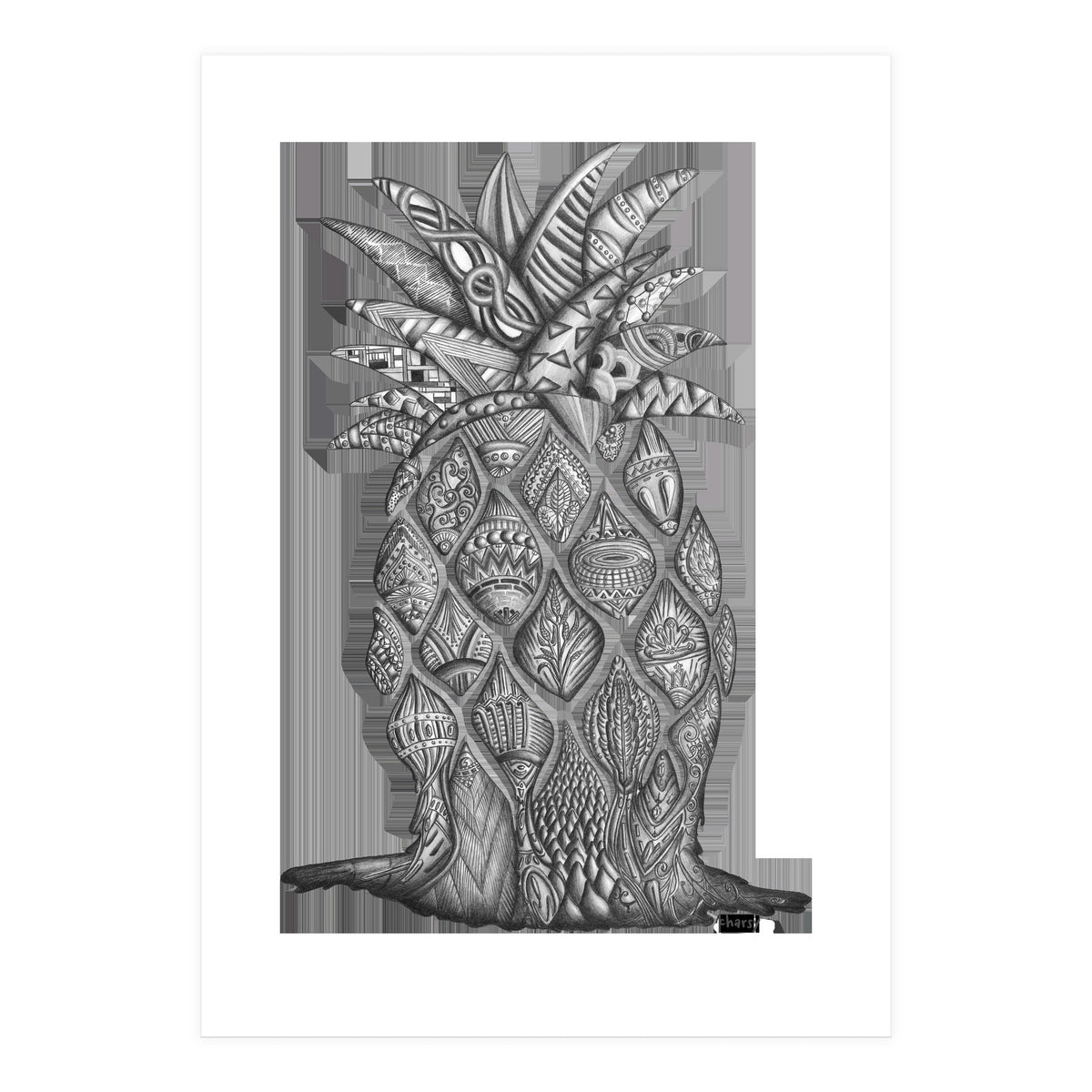 Surreal melting pineapple by Charsy (Print Only)