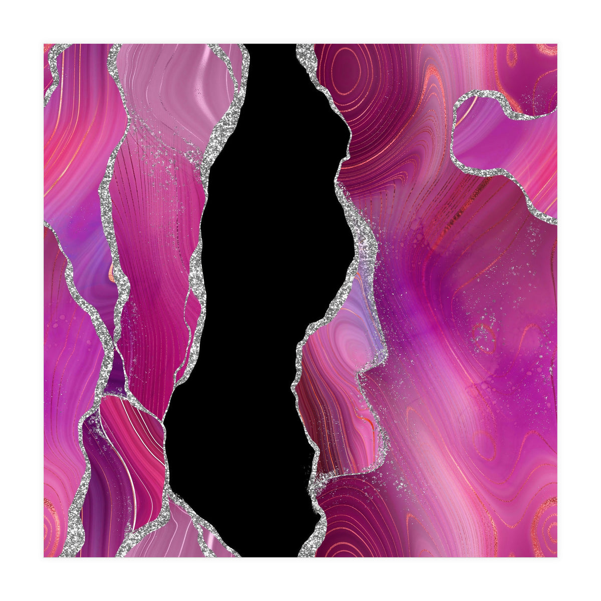 Magenta & Silver Agate Texture 01  (Print Only)