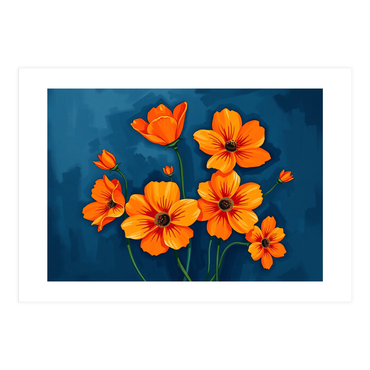 Orange Blue Flower (Print Only)