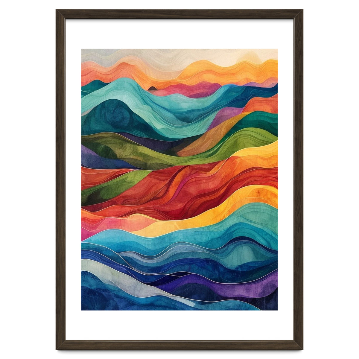 Abstract Rainbow Wave Landscape