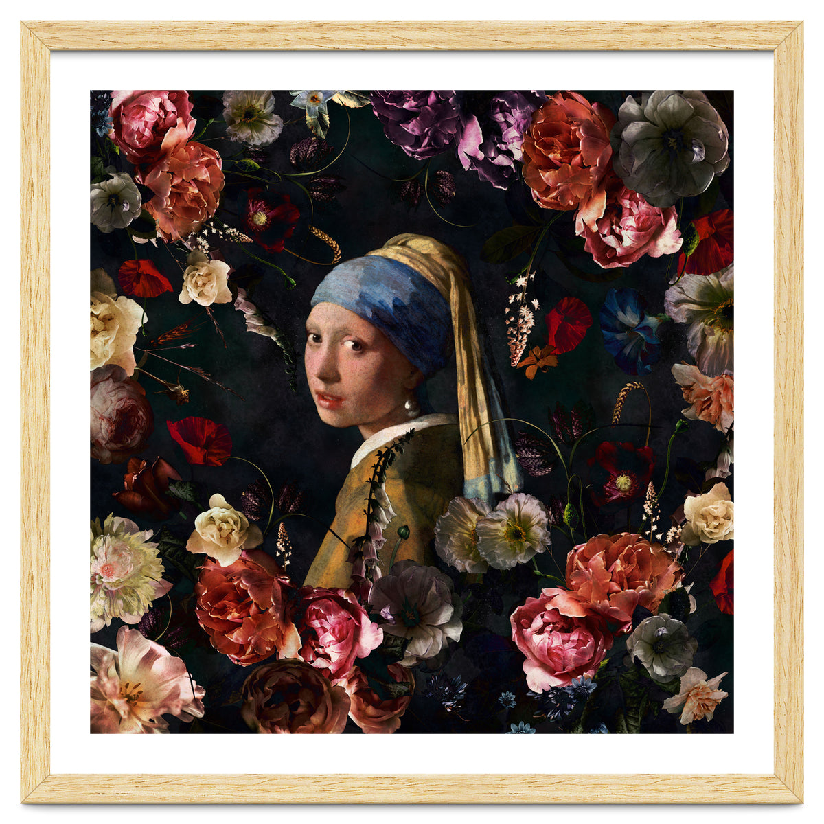 Girl With Pearl Earring And Flowers