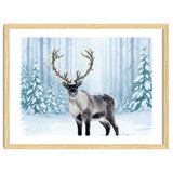 Reindeer with Christmas Lights, Deer Magical Winter Art thumbnail