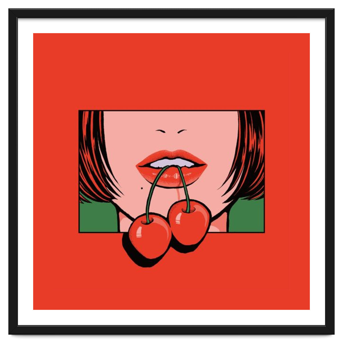 Pop Art Cherry Bold Lips With A Classic Design
