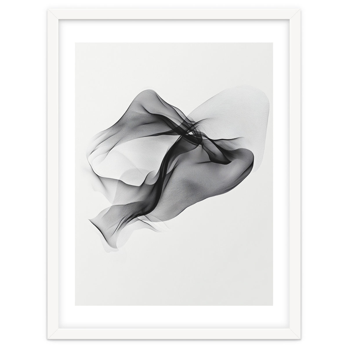Abstract Black Flowing Fabric Wave