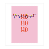 HO HO HO Christmas Lights Art, Pink Holiday Illustration, Modern Festive Quote (Print Only) thumbnail