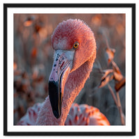 Close Up Of A Pink Flamingo Head In Sunlight