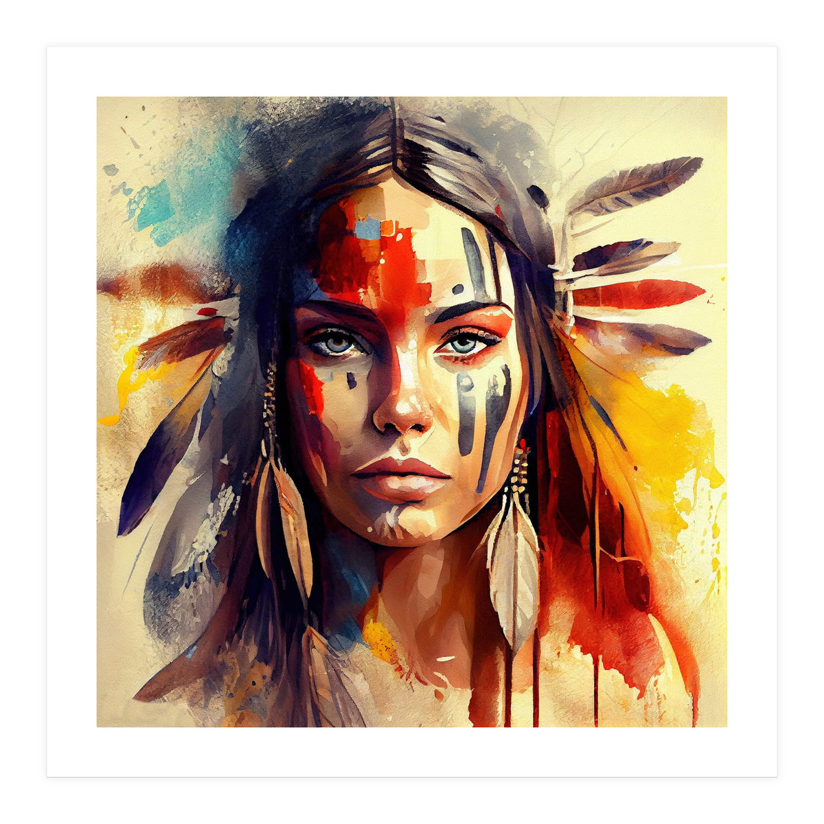 Powerful American Native Woman #3 (Print Only)