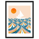 Set Sail, Ocean Boat Sailing Travel, Sea Cruise Summer Waves, Graphic Design Bohemian Modern Eclectic thumbnail