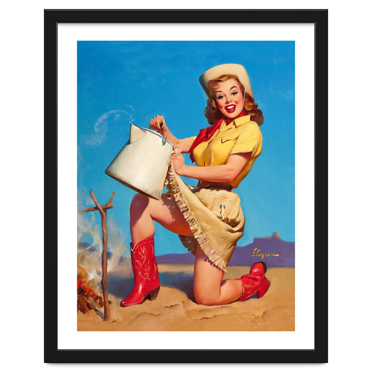 Pinup Sexy Woman Posing With A Hot Teapot