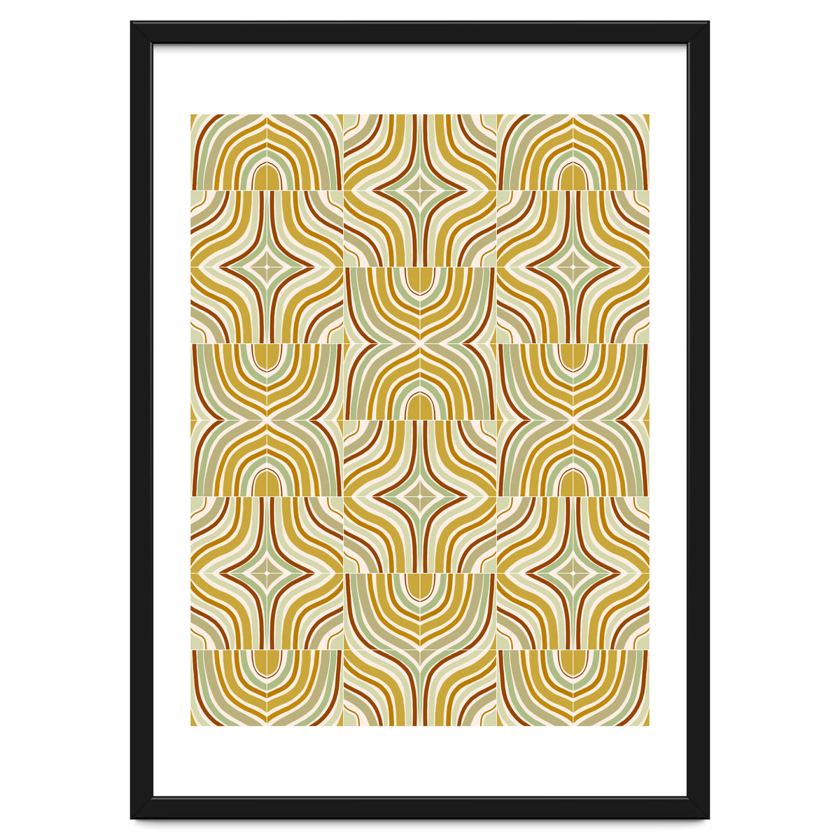 Ochre Retro Marbled Tiles