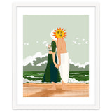 Celestial Union, Sun & Moon Love Couple, Ocean Sea Beach Landscape Nature, Summer Bohemian People thumbnail
