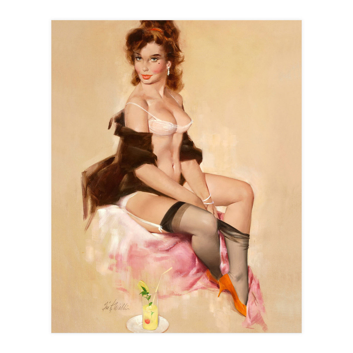 Sexy Pinup Brunette Modelling (Print Only)