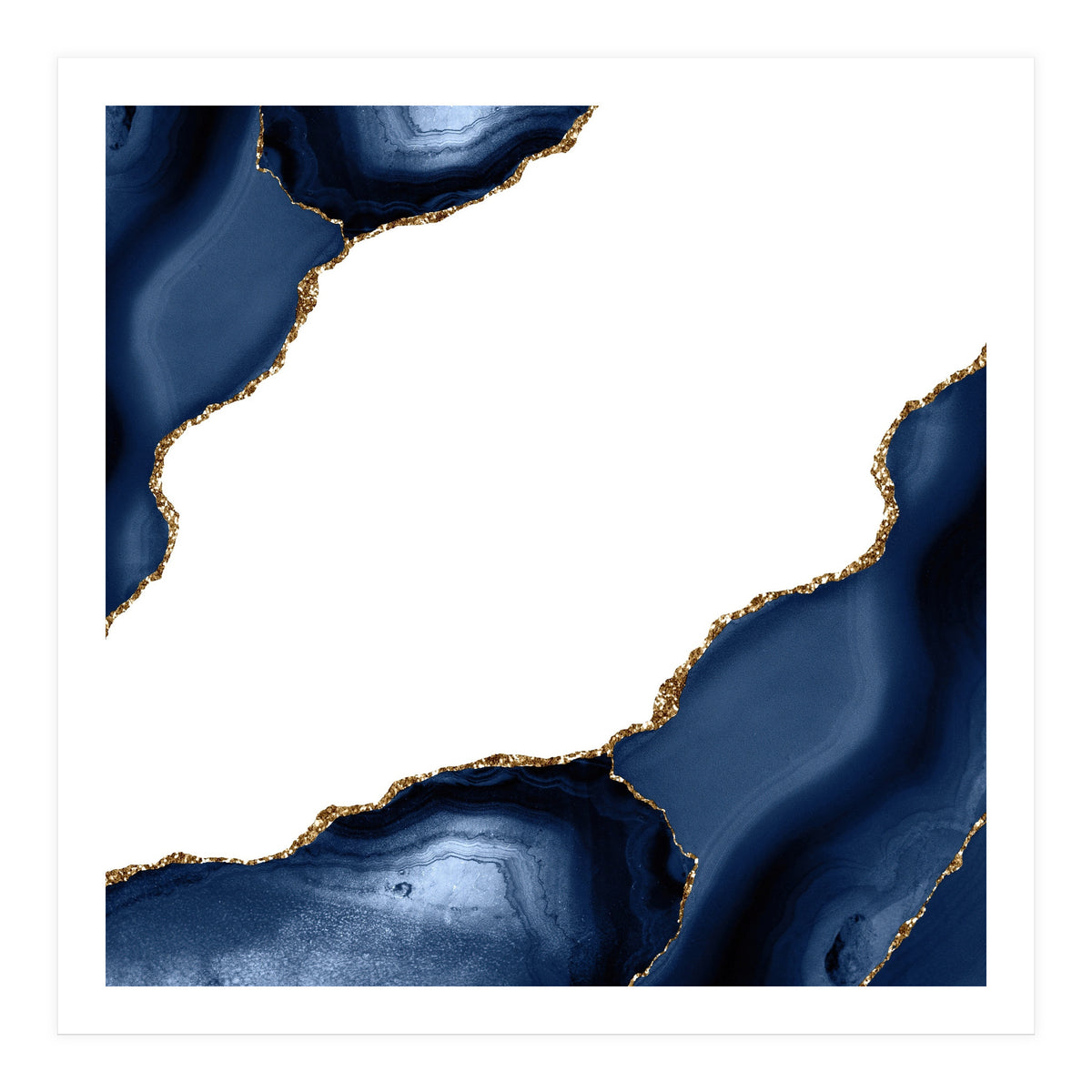 Navy & Gold Agate Texture 30 (Print Only)