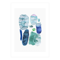 Watercolor Aqua Abstract Spots II (Print Only)