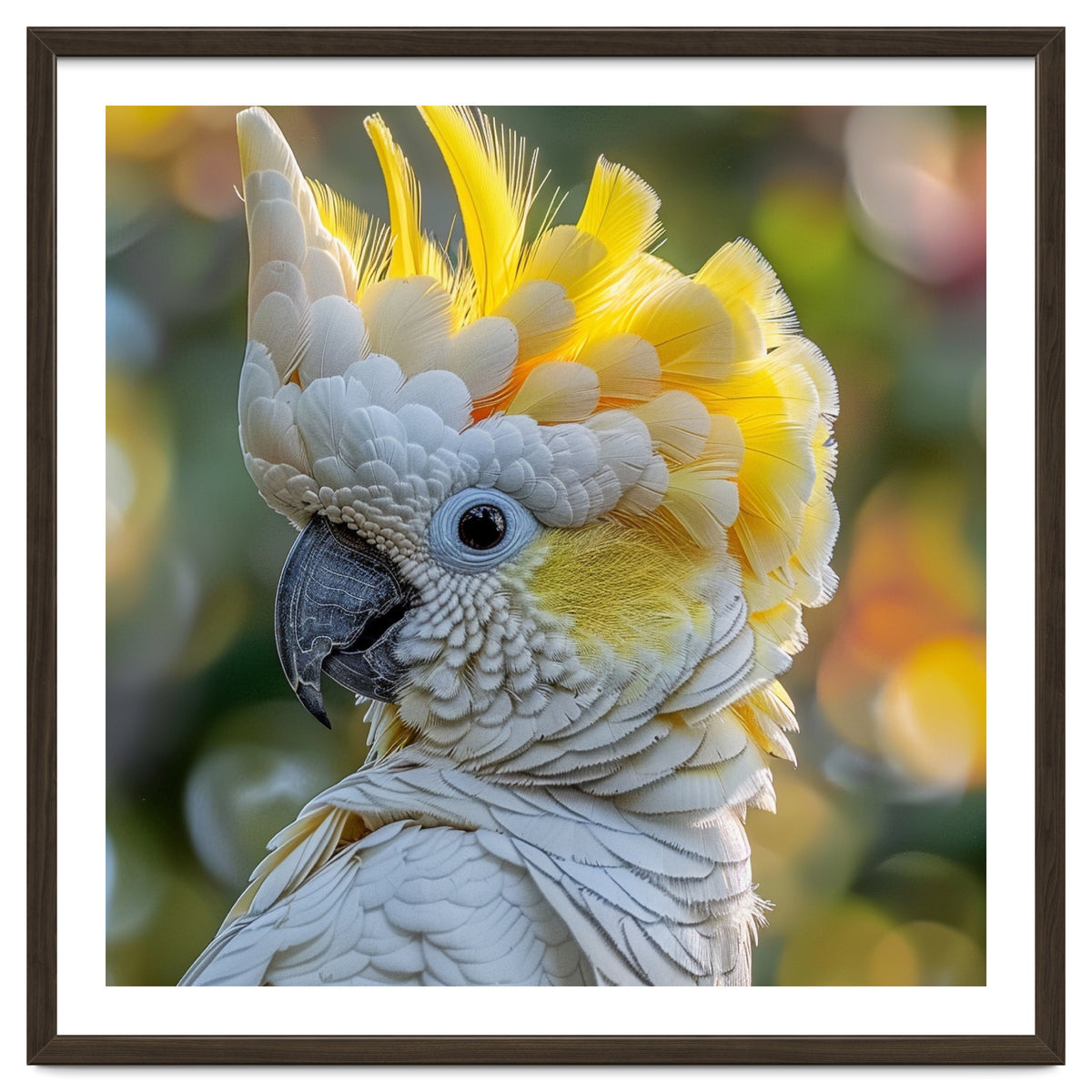Yellow Crested Cockatoo Bird Close Up Portrait