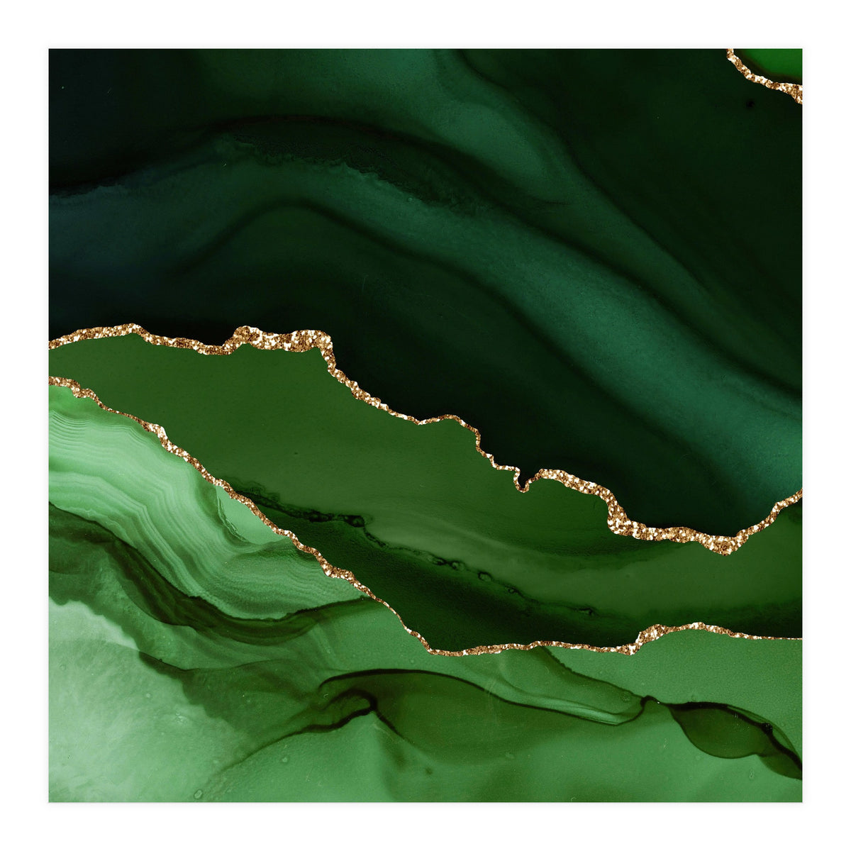 Green & Gold Agate Texture 12  (Print Only)