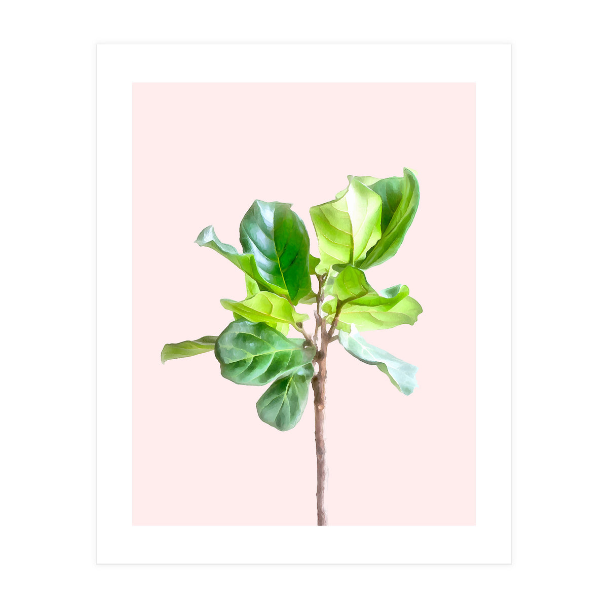 Intimate Energy, Blush Pastel Botanical Plant Minimal Painting, Pink Green Nature (Print Only)