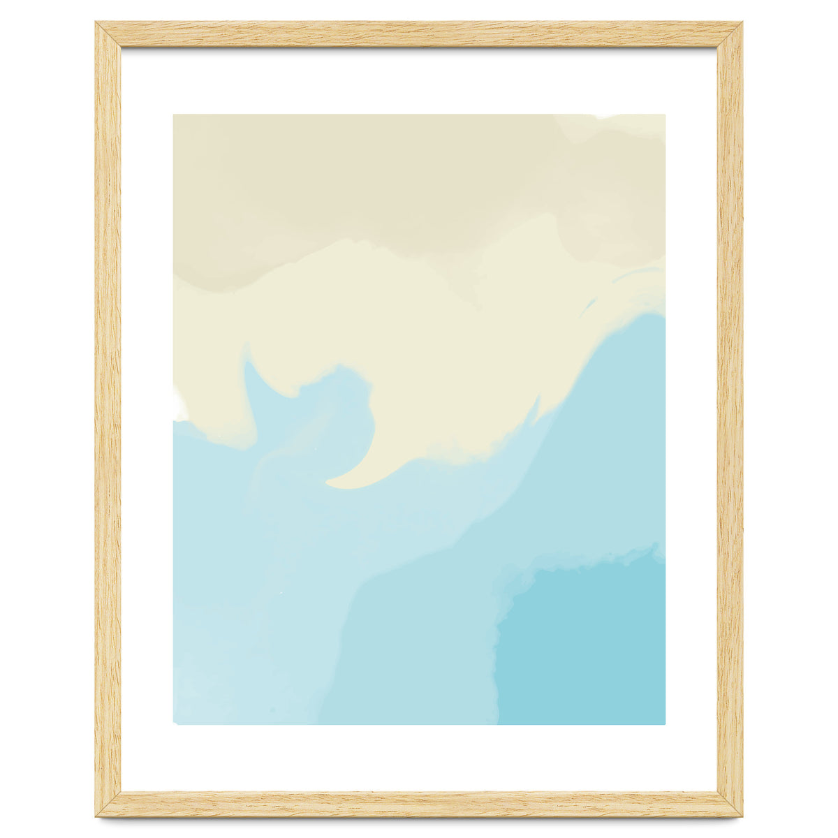 Mellow, Abstract Powder Blue Pastel Pearl Painting, Modern Simple Minimal Waves