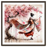 Geisha Under Cherry Blossoms In Motion thumbnail