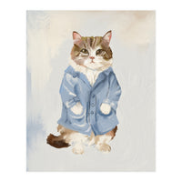 Sir James fluffy Tom cat in his blue pajamas oils (Print Only)