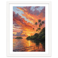 Impressionist Tropical Sunset Over Paradise Island