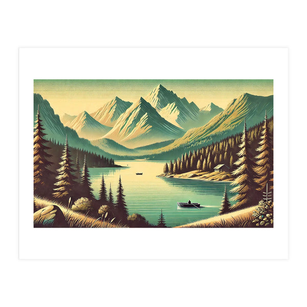 Vintage Alpine Lake Poster (Print Only)