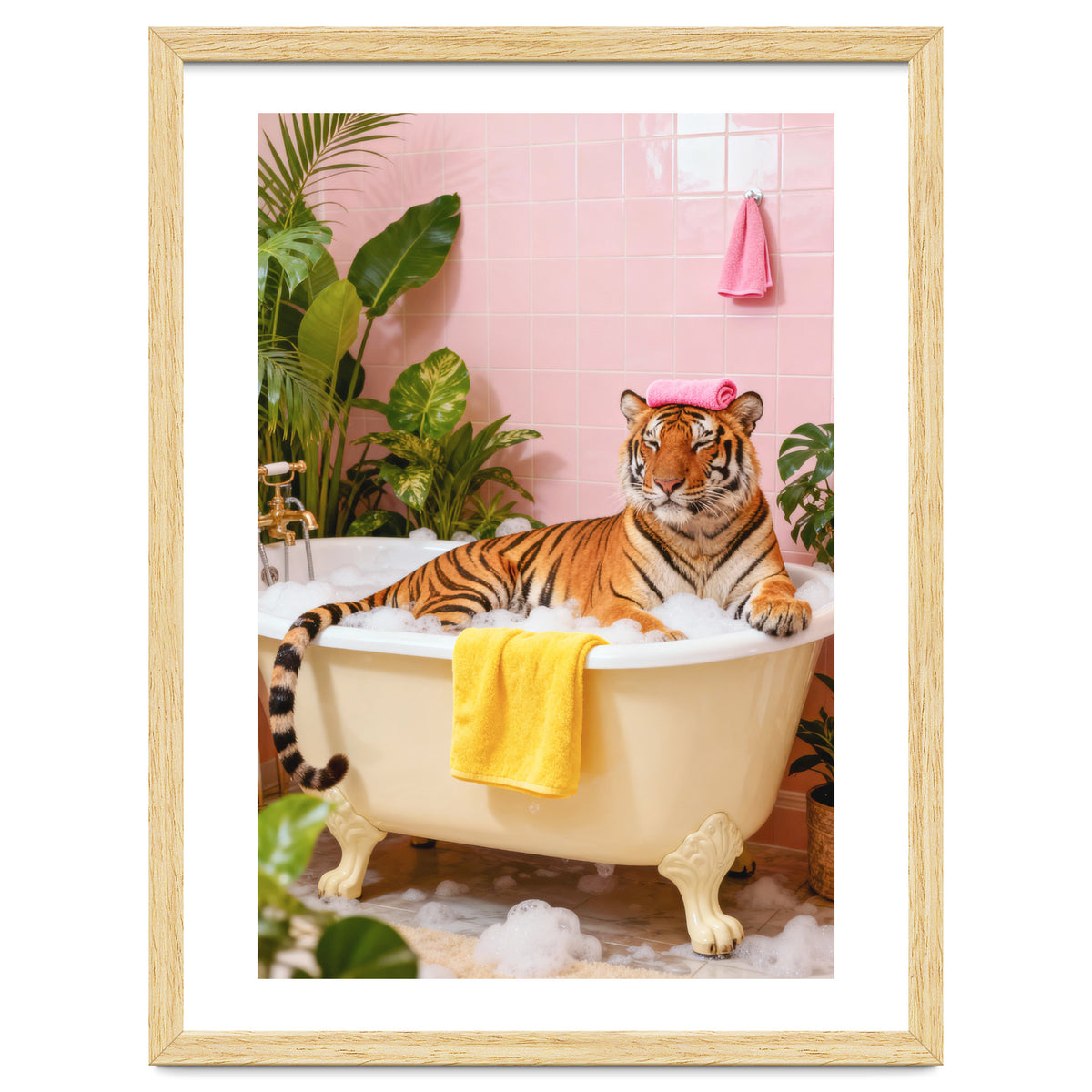 Leopard in Bathtub, Surreal Bathroom Scene