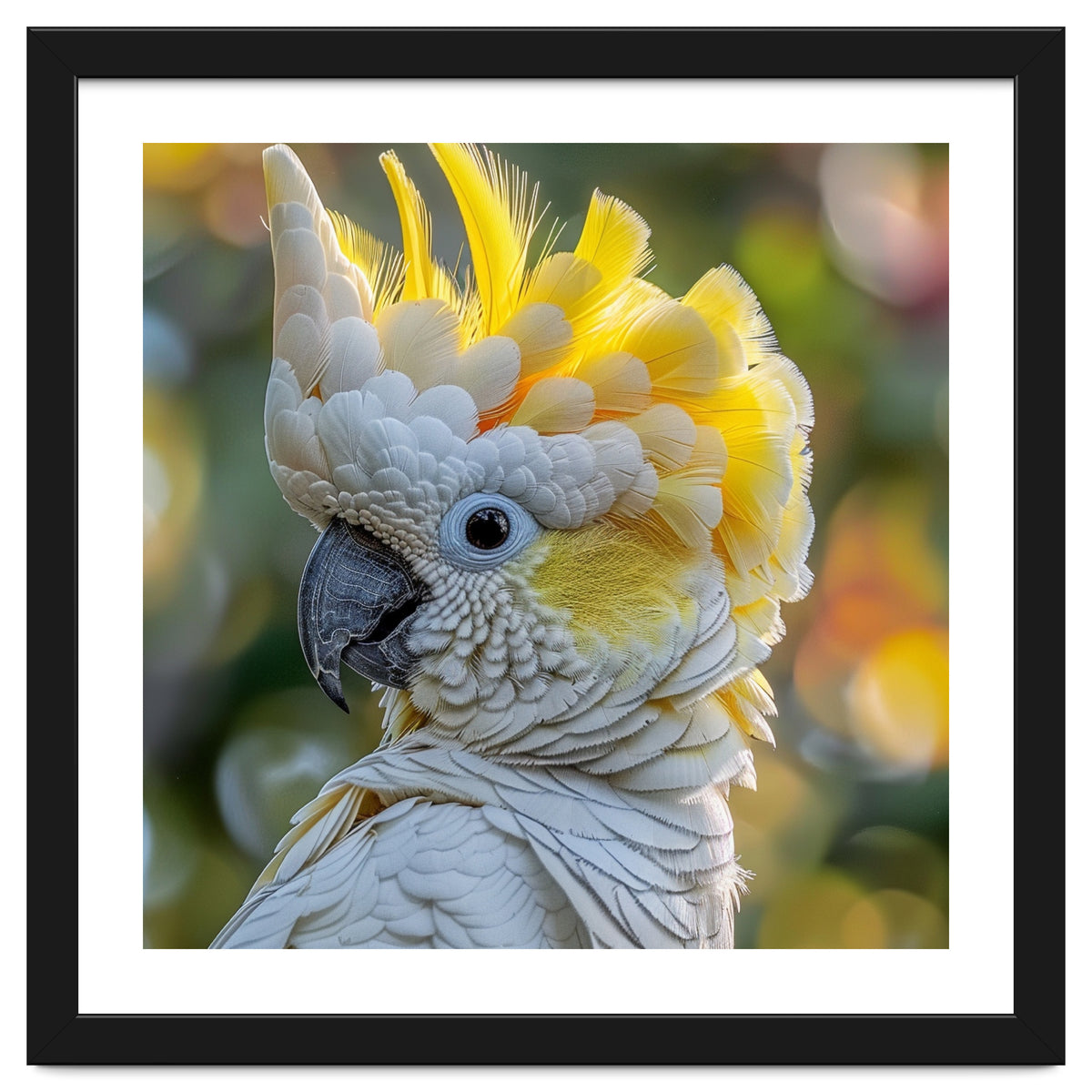 Yellow Crested Cockatoo Bird Close Up Portrait