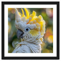 Yellow Crested Cockatoo Bird Close Up Portrait