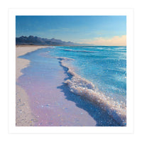 Sparkling Pastel Shoreline with Glittering Turquoise Waves (Print Only)