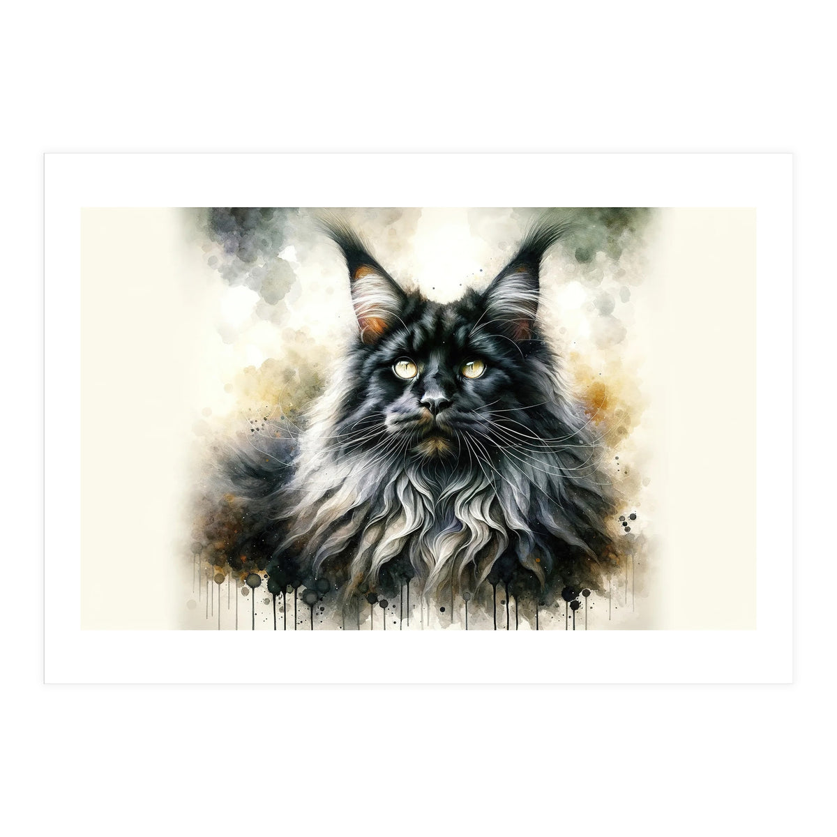 Majestic Long Haired Cat Portrait (Print Only)