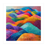 Vibrant Rainbow Rolling Hills Landscape (Print Only)