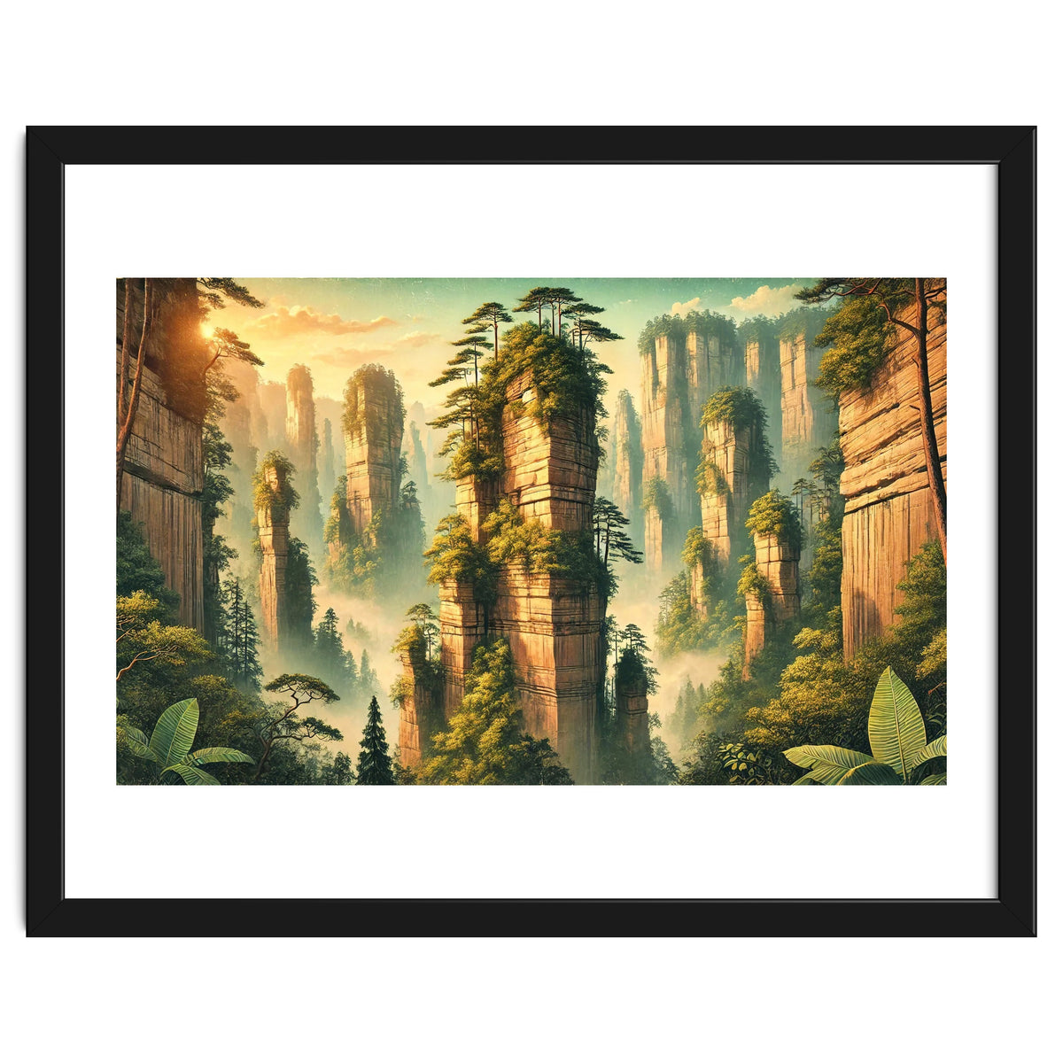 Vintage China, Zhangjiajie Stone Pillars Poster