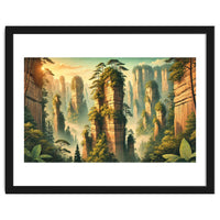Vintage China, Zhangjiajie Stone Pillars Poster