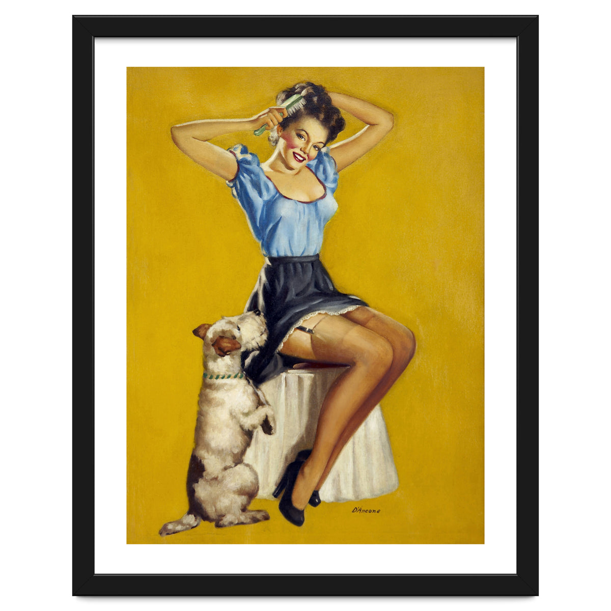 Pinup Woman Posing With Her Dog