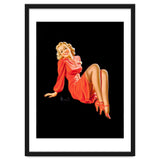 Smiling Pinup Woman Posing In Red Dress thumbnail