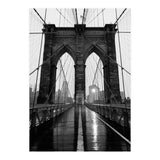 Brooklyn Bridge Black and White, Moody NYC Architecture, Rainy Urban Photography (Print Only) thumbnail