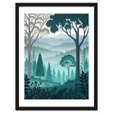Vibrant Silhouettes in the Misty Teal Highlands thumbnail