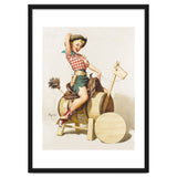 Pinup Cowgirl Riding A Wooden Horse Made Of Barrel thumbnail