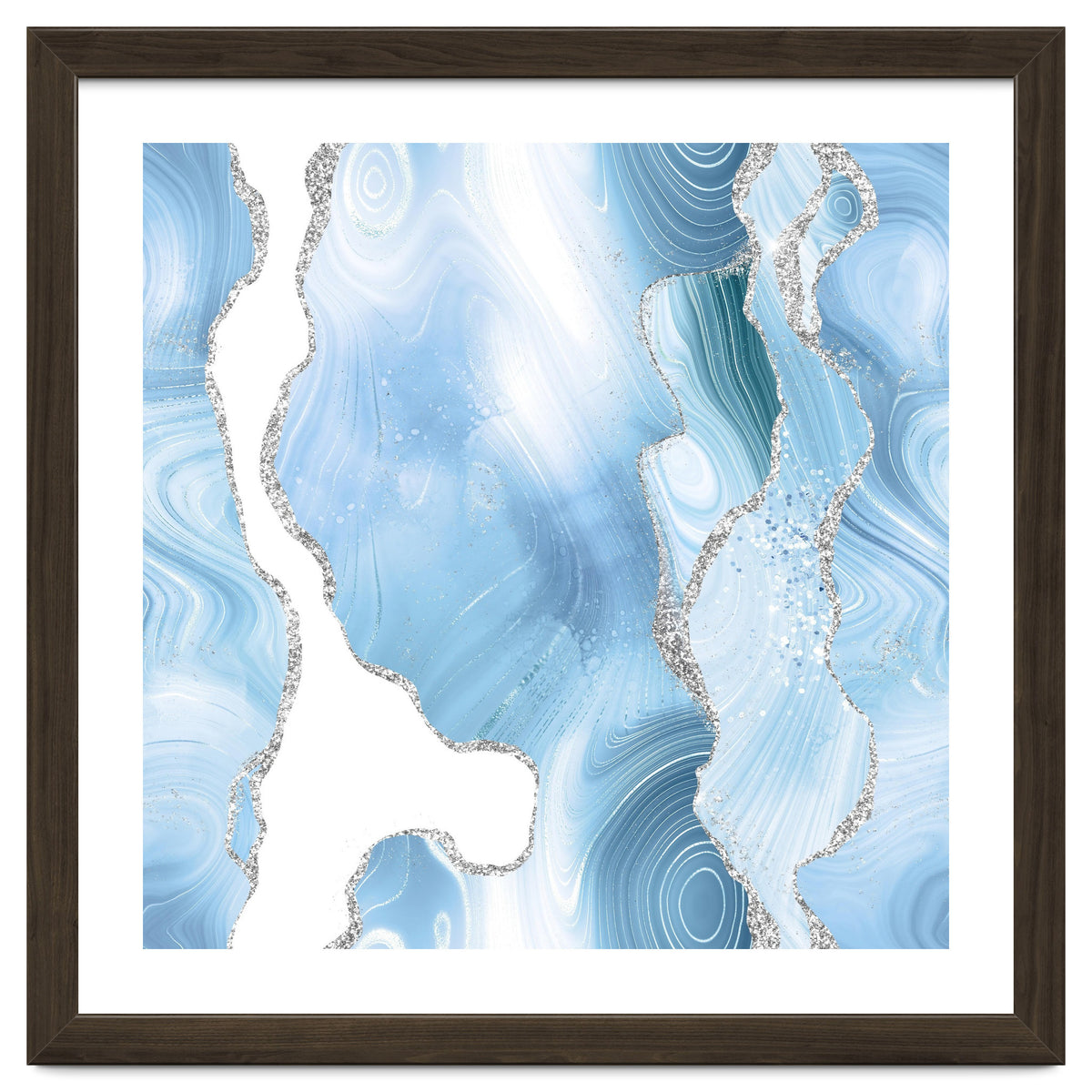 Blue & Silver Agate Glitter Texture 05