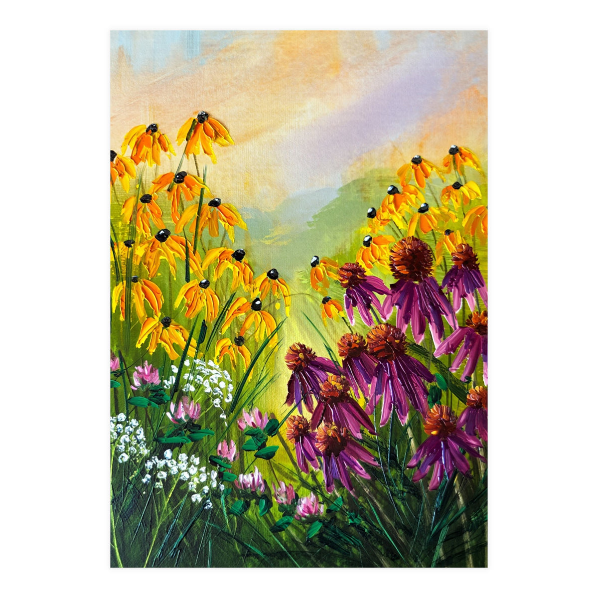 Impasto Wildflower Meadow Painting  (Print Only)