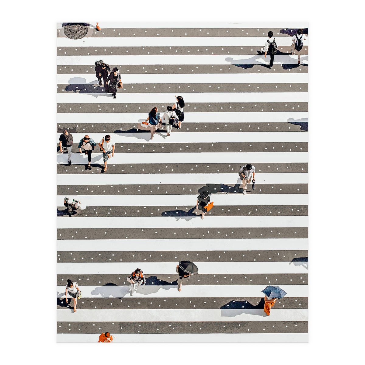 Rain Crossing | Polka Dots Zebra Crossing On The Street | Rain Eclectic Modern Graphic Design (Print Only)