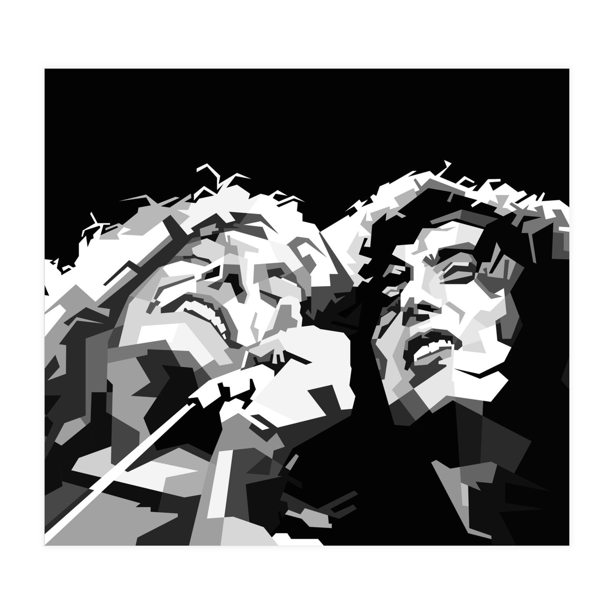 Robert Plant & Jimmy Page Black Illustration (Print Only)