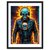 Fiery Skeleton Biker In Headphones thumbnail