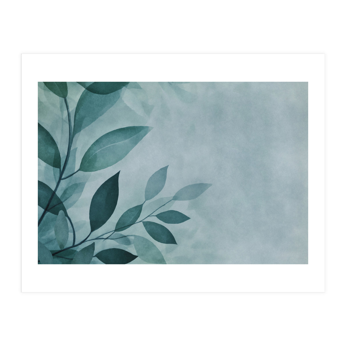 Gentle Leaf Whispers Teal (Print Only)
