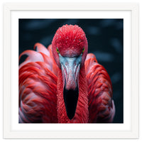 Close Up Flamingo Face With Water Droplets
