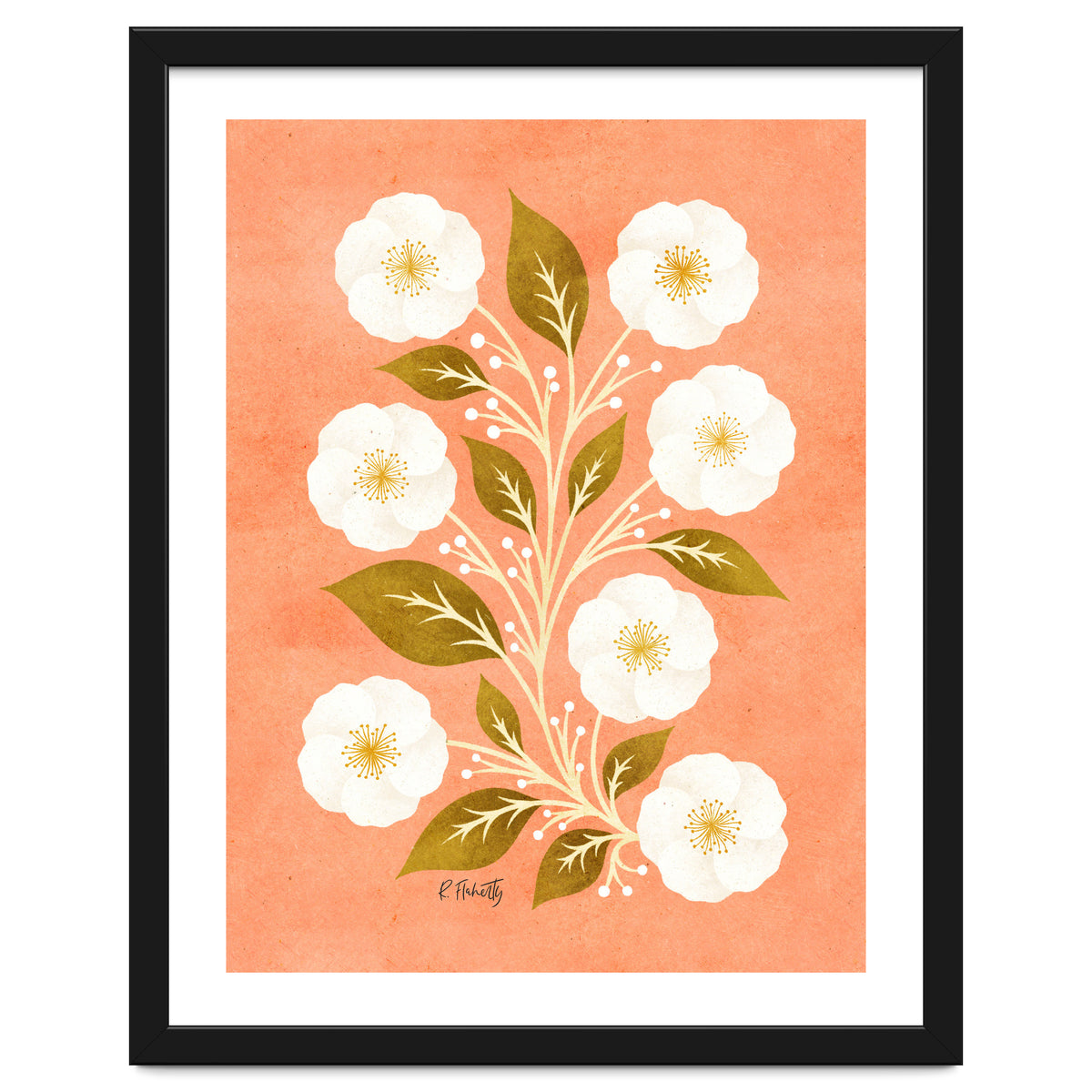 Peach, Ochre And Ivory Floral