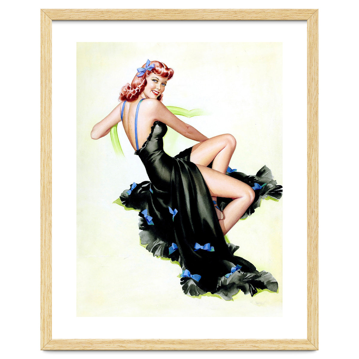 Pinup Girl Posing In Black Dress