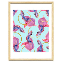 HullaHoops, Eclectic Colorful Fish Graphic Design, Animals Gold Rings Surrealism Quirky