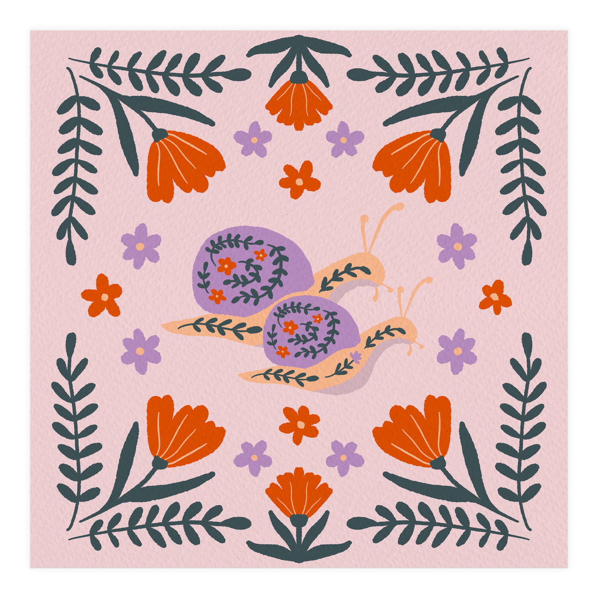 Snails And Flowers (Print Only)